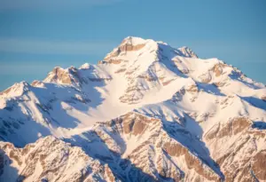 Snow-covered Mt. Whitney mountainside ideal for hiking
