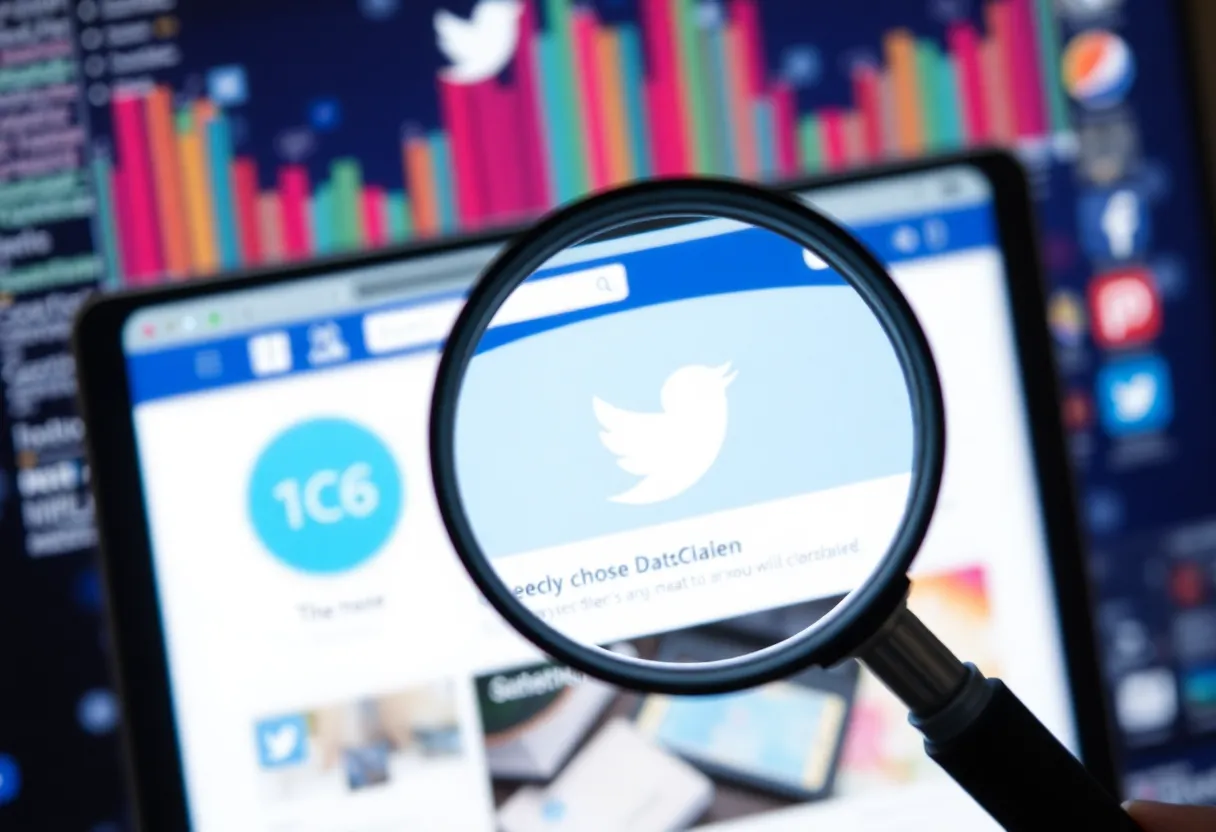 Illustration of scrutiny on social media practices in the digital age