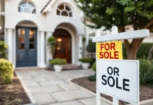 Open house sign in front of a beautiful Los Angeles home