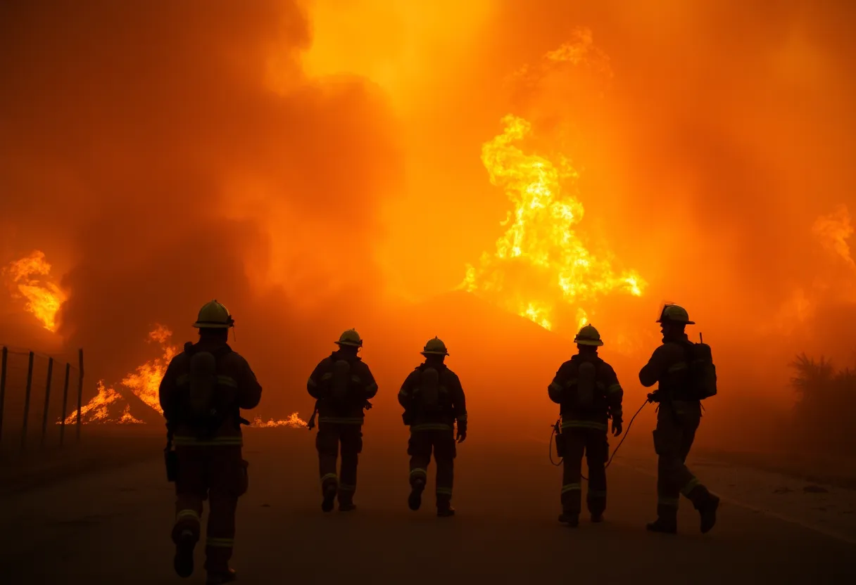 Firefighters battling the Palisades fire in Los Angeles