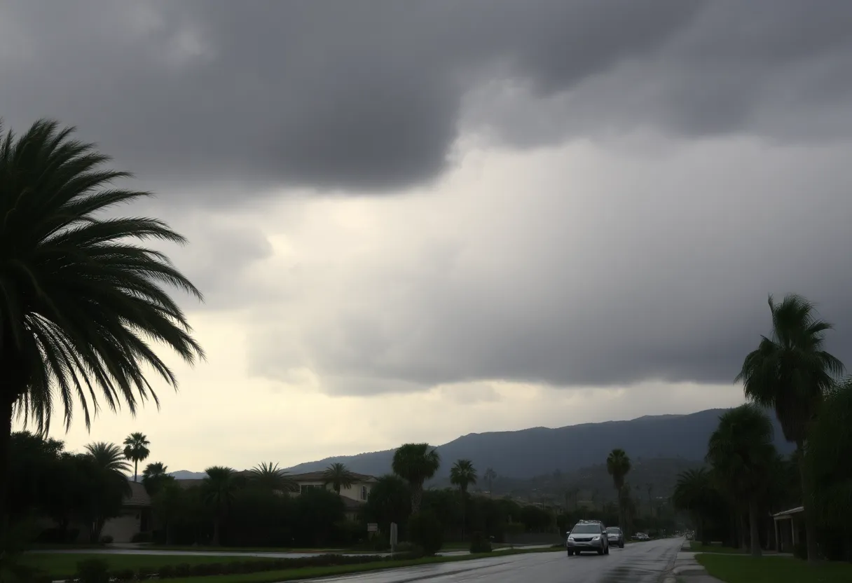 Heavy rain and wind during the Pineapple Express storm in Southern California