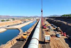 Workers constructing a water conveyance system in Southern California