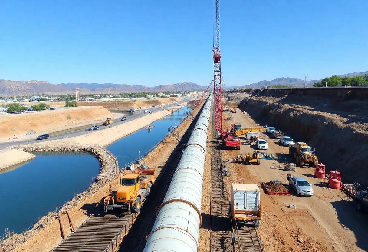 Workers constructing a water conveyance system in Southern California