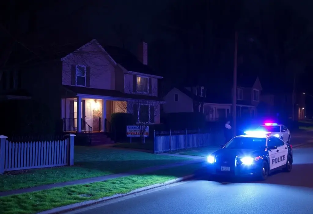 Police cars outside a suburban home after a burglary attempt