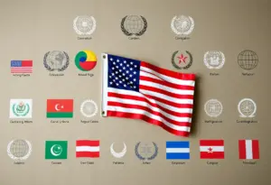 Symbolic image of U.S. withdrawing from international organizations
