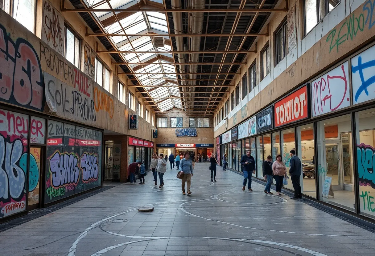 Graffiti on the walls of Westminster Mall
