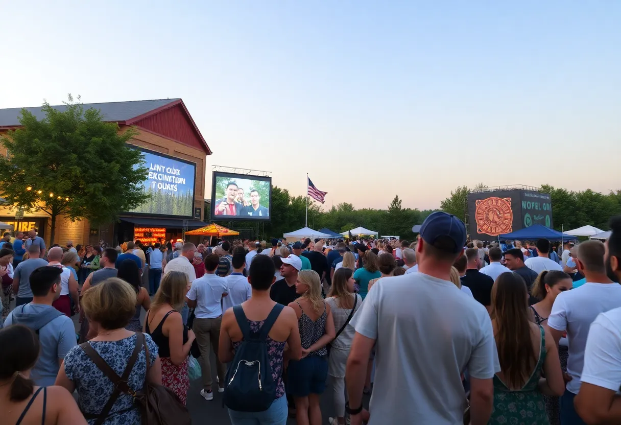Crowd enjoying the Venice Shorts Film Festival with outdoor screenings.