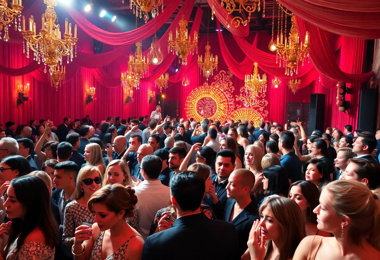 A lively scene from the 2026 Grammy Awards with artists celebrating.