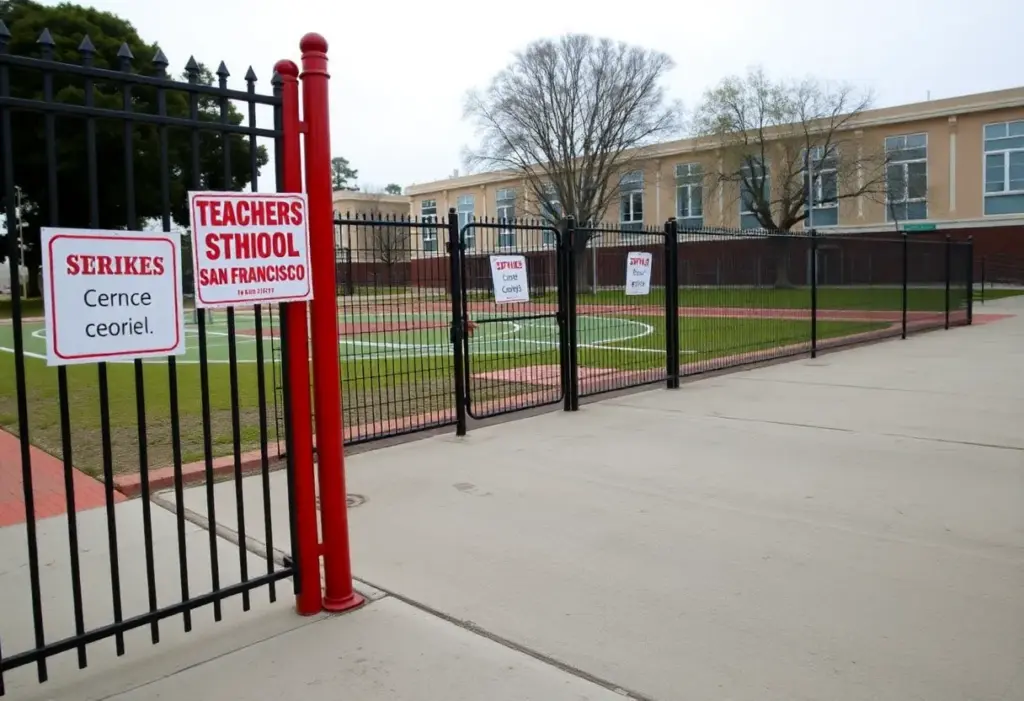 Closed school gates and empty playgrounds in San Francisco