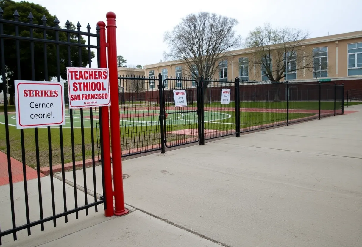 Closed school gates and empty playgrounds in San Francisco