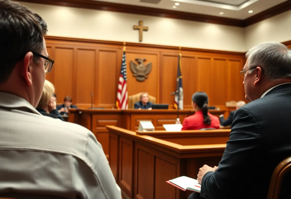 Courtroom during a murder trial