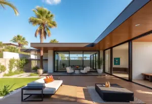A modern custom home in Los Angeles with outdoor living space