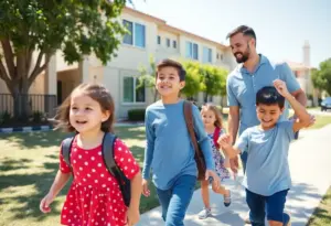 Family looking at homes near schools in Los Angeles
