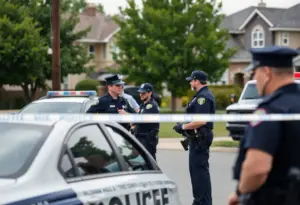 Law enforcement activity in a suburban area related to a kidnapping investigation.