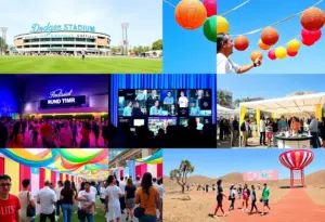 A collage of images from upcoming health events in Los Angeles, including a running event and a health fair.