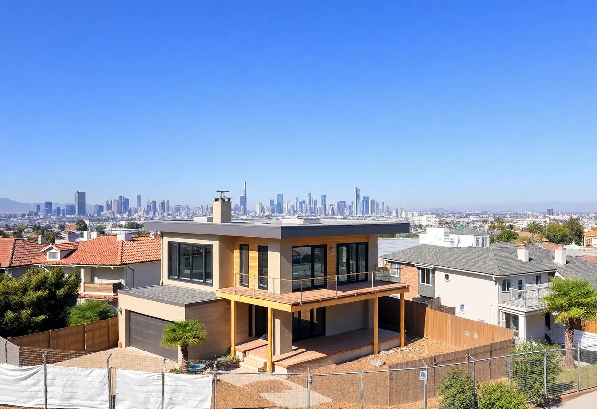 Construction of a modern home in Los Angeles