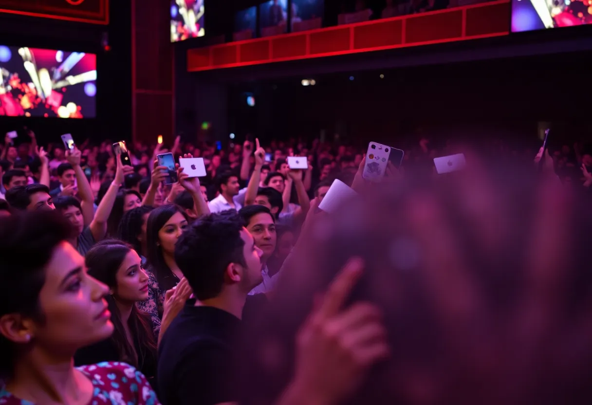 A lively scene from the Grammy Awards celebrating music and diversity.