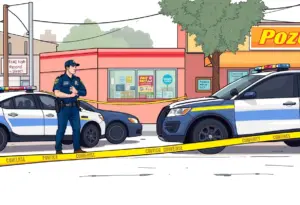 Los Angeles County Sheriff deputy at the crime scene in East Los Angeles