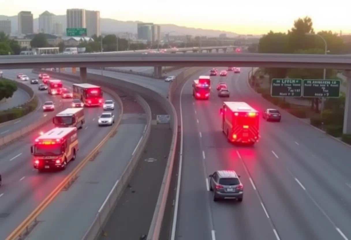 Emergency response at a multi-vehicle accident on I-710 S
