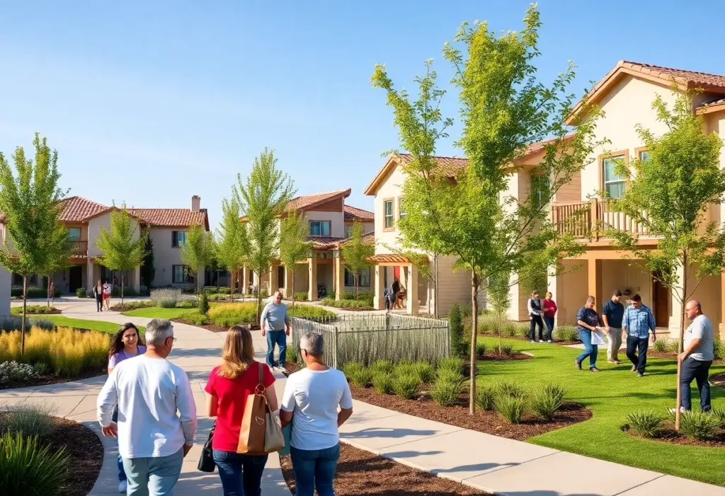 Community development in Orange County with new homes and green spaces