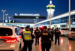 Los Angeles Airport with police activity