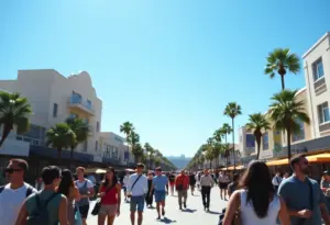 People enjoying a warm sunny day in Los Angeles.