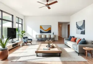 A modern living room reflecting the latest design trends in Los Angeles.