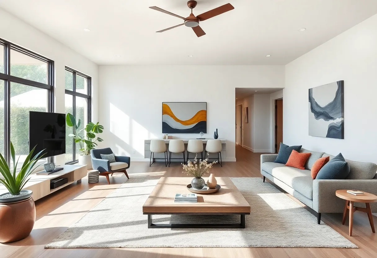 A modern living room reflecting the latest design trends in Los Angeles.